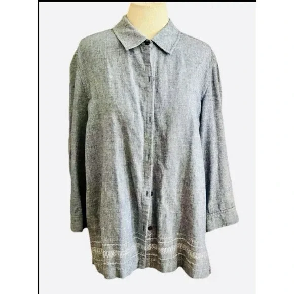 Norton Mcnaughton Shirt Women's Size L Blue 3/4 Sleeve - Picture 1 of 9